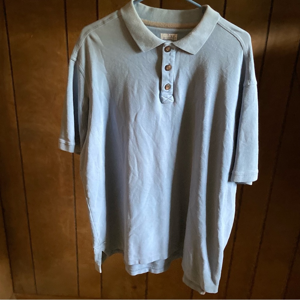 Duluth Trading Co Polo Shirt Mens Size XL Light Blue Workwear Casual